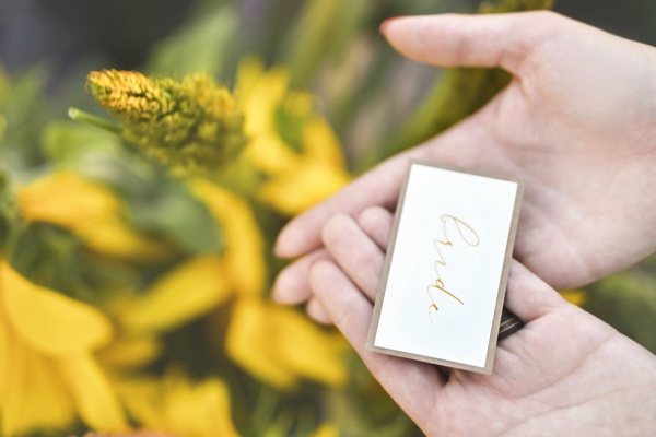 Sunflower wedding place card from 4lovepolkadots 