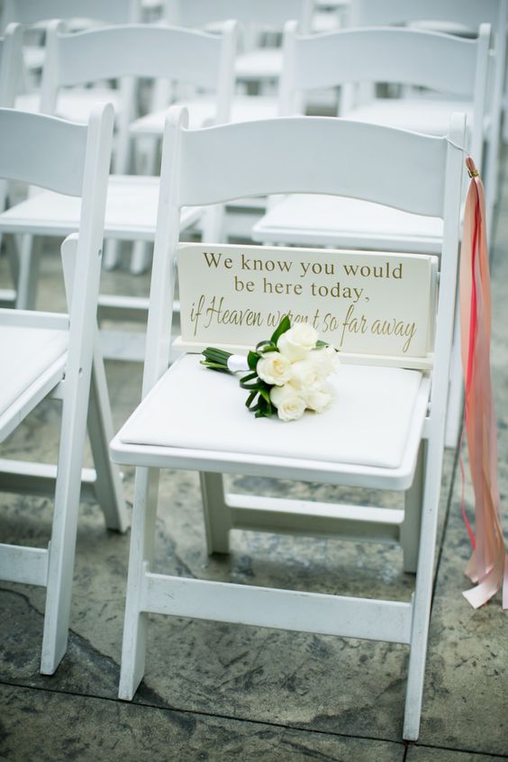 We know you would be here today if Heaven weren't so far away white wedding sign