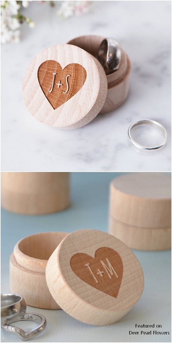 Wooden Heart Wedding Ring Box
