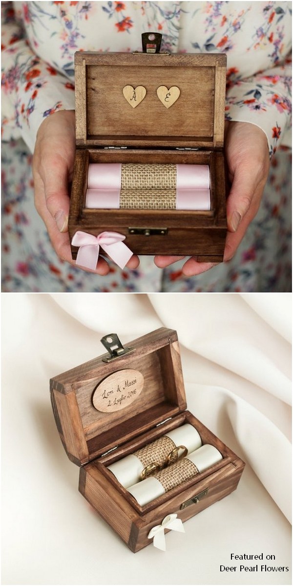 Wooden Ring holder with ribbon in various color