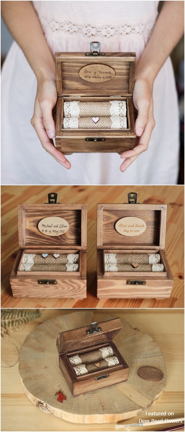 Wooden ring holder with hearts