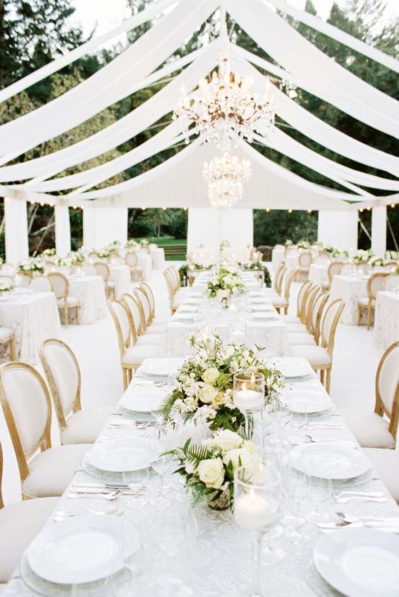 all white wedding decor