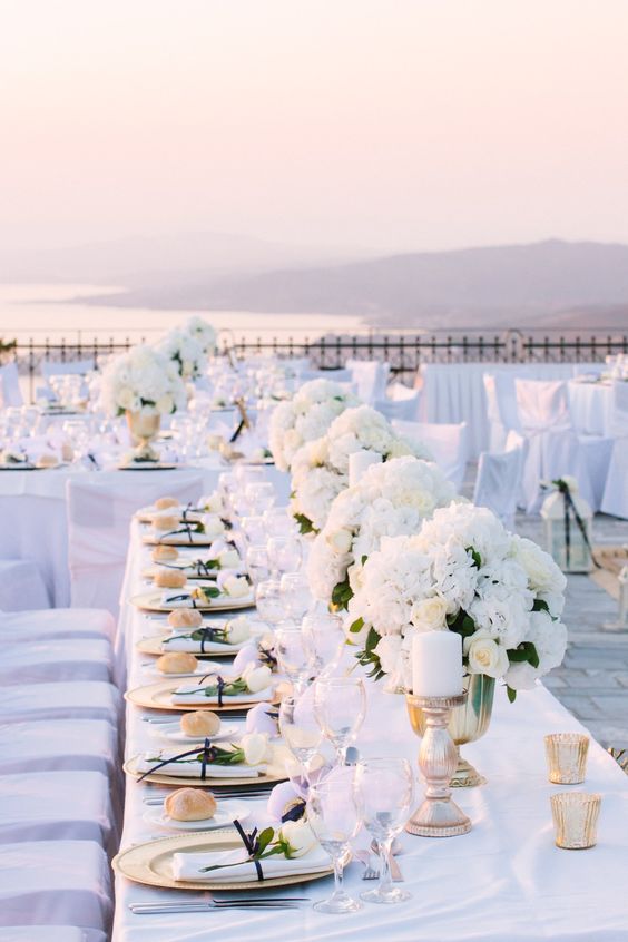 all white wedding reception decor