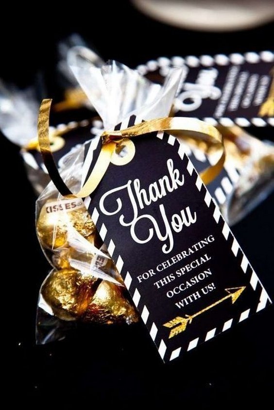 black and gold wedding favors