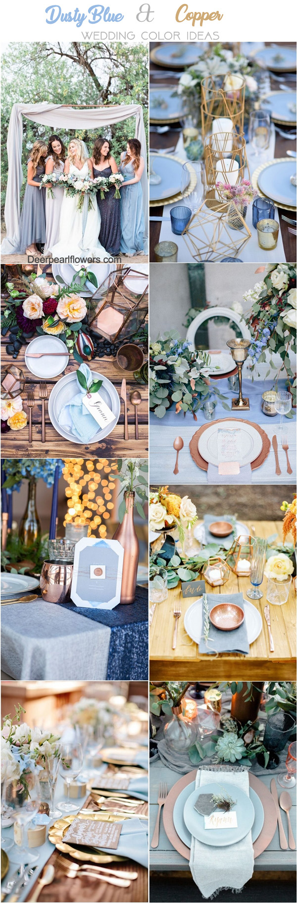 copper and dusty blue wedding color ideas