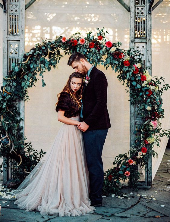 giant floral holiday-inspired wreath