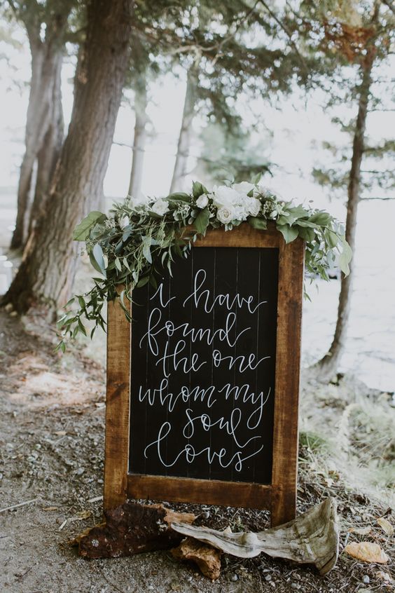 greenery wedding ceremony welcome wedding sign