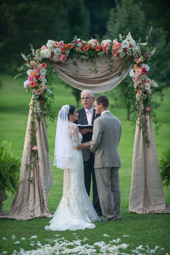 pink and Coral Summer Wedding Arch