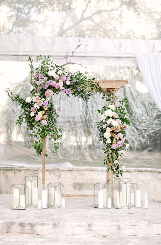 lavender and greenery wedding arch