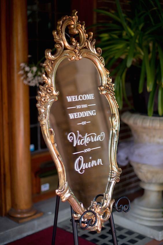 mirror welcome wedding sign