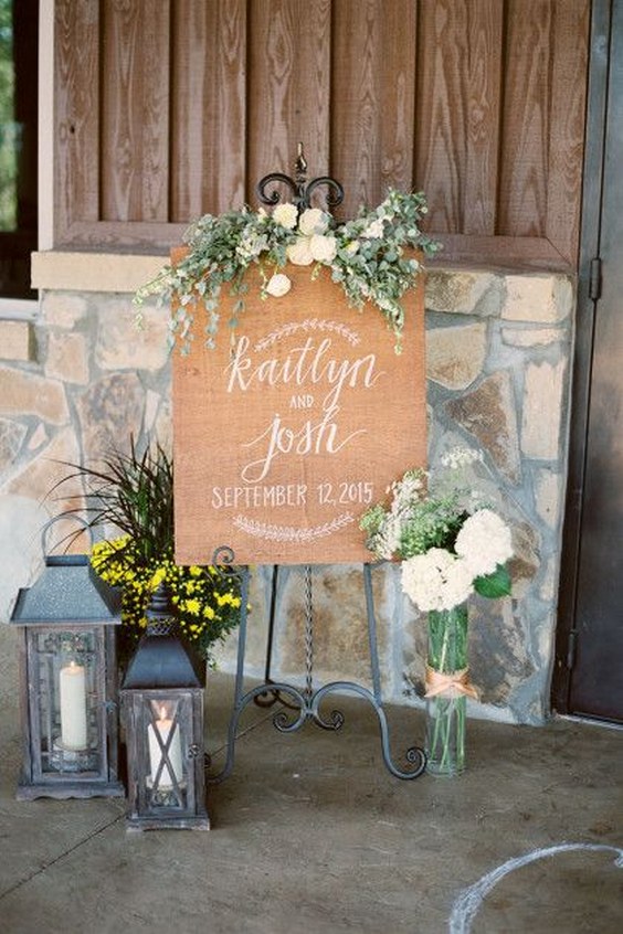 rustic lantern wedding sign