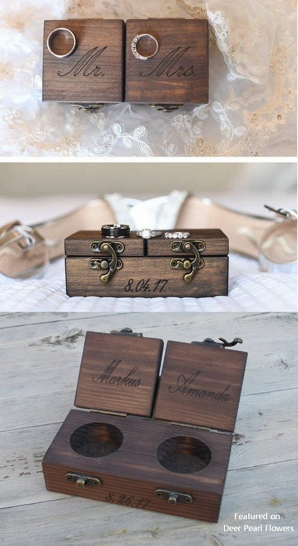 rustic ring bearer box reclaimed wood ring box_