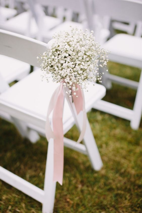 white baby's breath wedding aisle decor