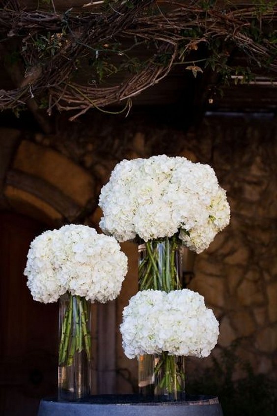 white hydrangea wedding centerpieces