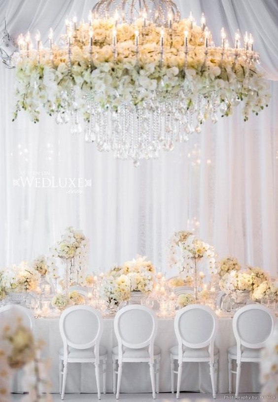 White Orchid Wedding Reception Decor Deer Pearl Flowers