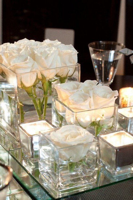 white roses wedding centerpiece
