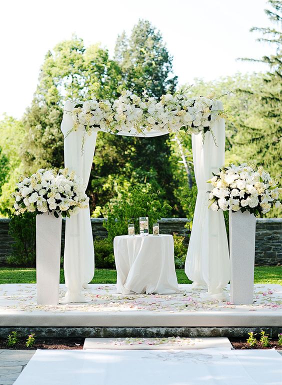 white wedding arch