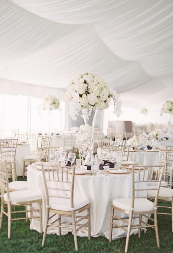white wedding reception decor