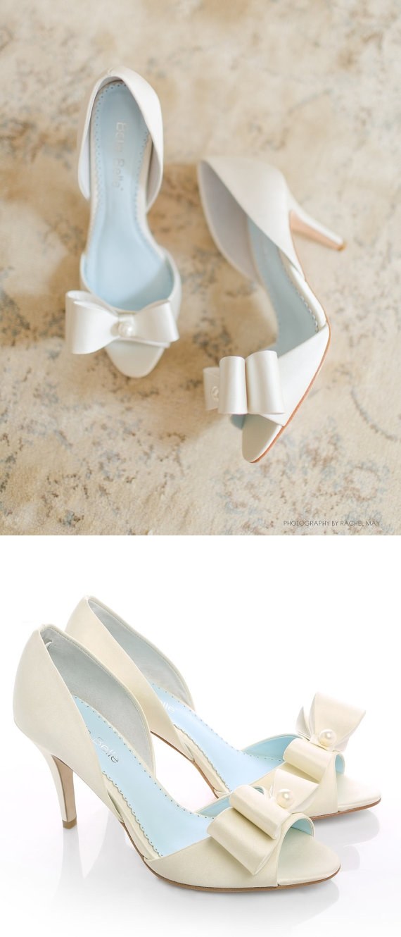 Pearl and Bows Ivory Wedding Shoes 