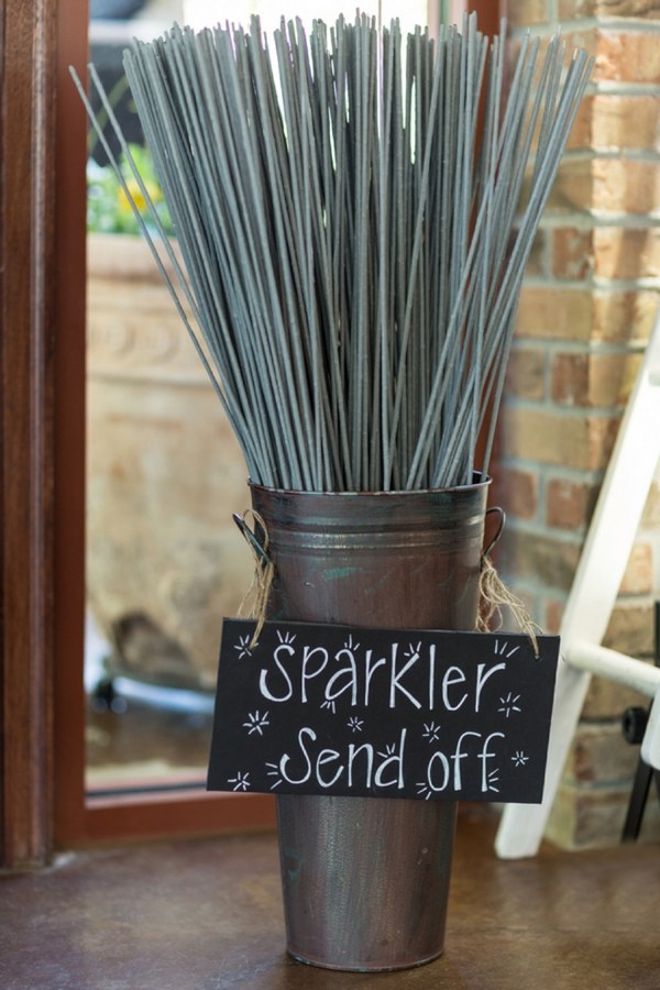 rustic country send off wedding sparkler display idea