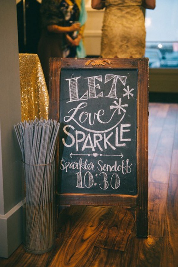 rustic indoor wedding sparkler display idea