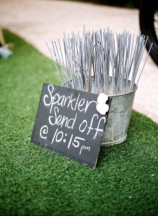 rustic outdoor wedding sparkler display idea