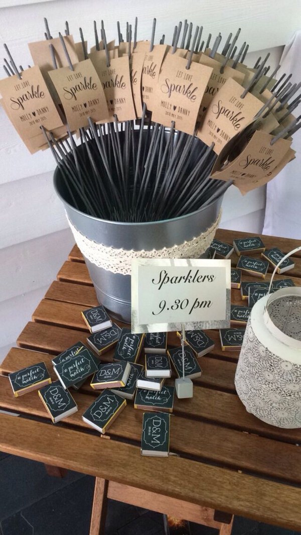 rustic personalized sparkler favor for wedding