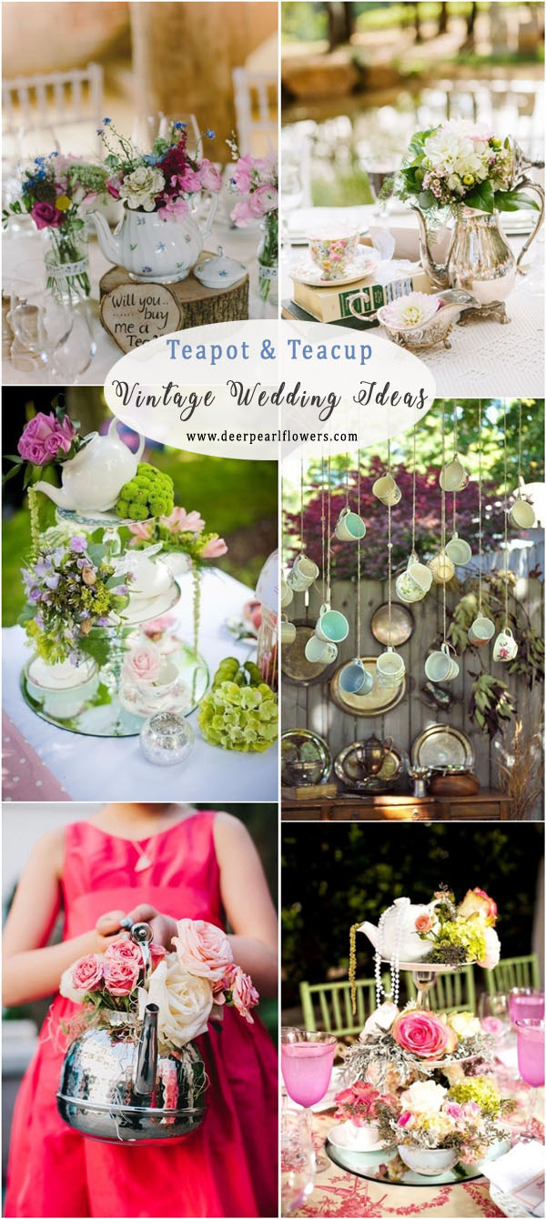 vintage teapot tea cup wedding decor ideas