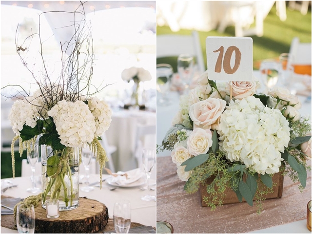 white hydrangeas wedding centerpieces