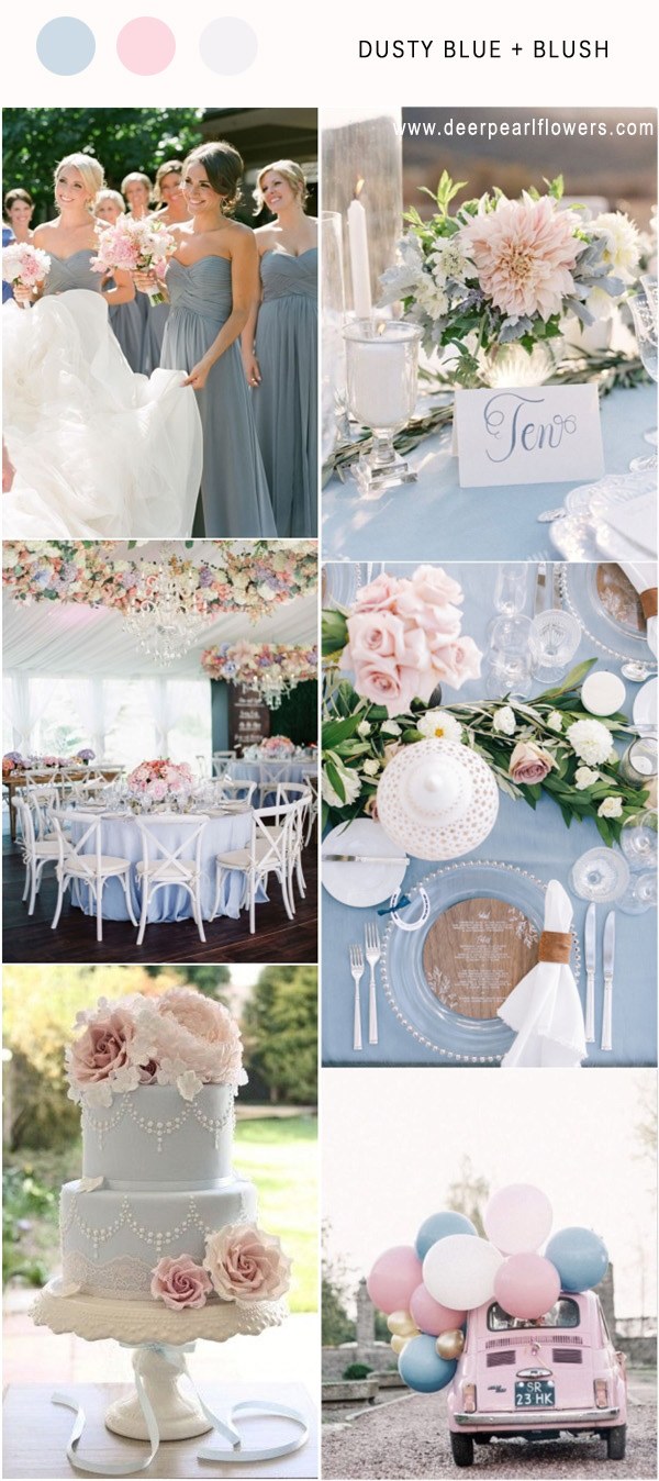 Elegant Dusty Blue and blush wedding color ideas
