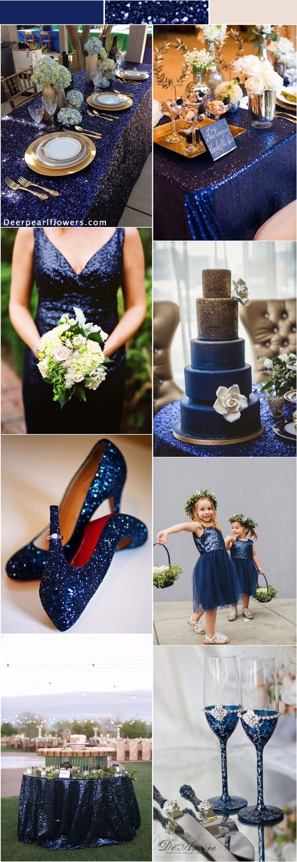 Navy blue glitter wedding color ideas