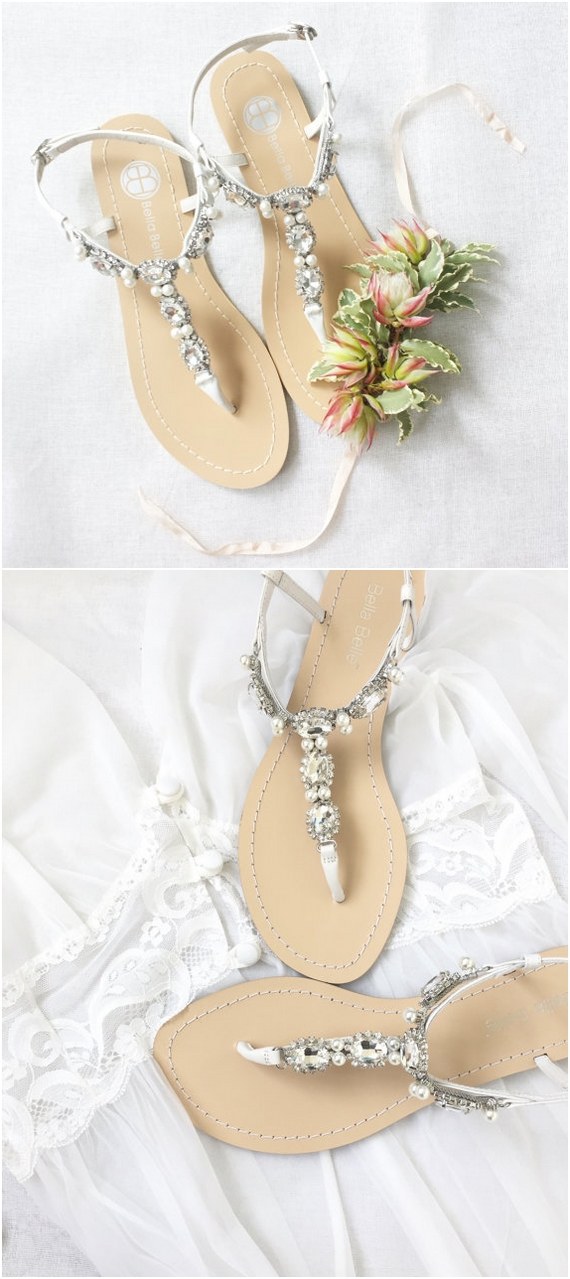 Pearl Wedding Sandals Shoes with Something Blue Sole and Oval Jewel Crystals