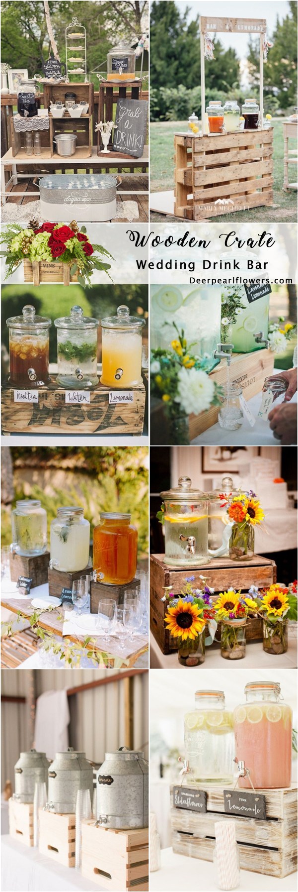 Rustic country wooden crate wedding drink stand ideas