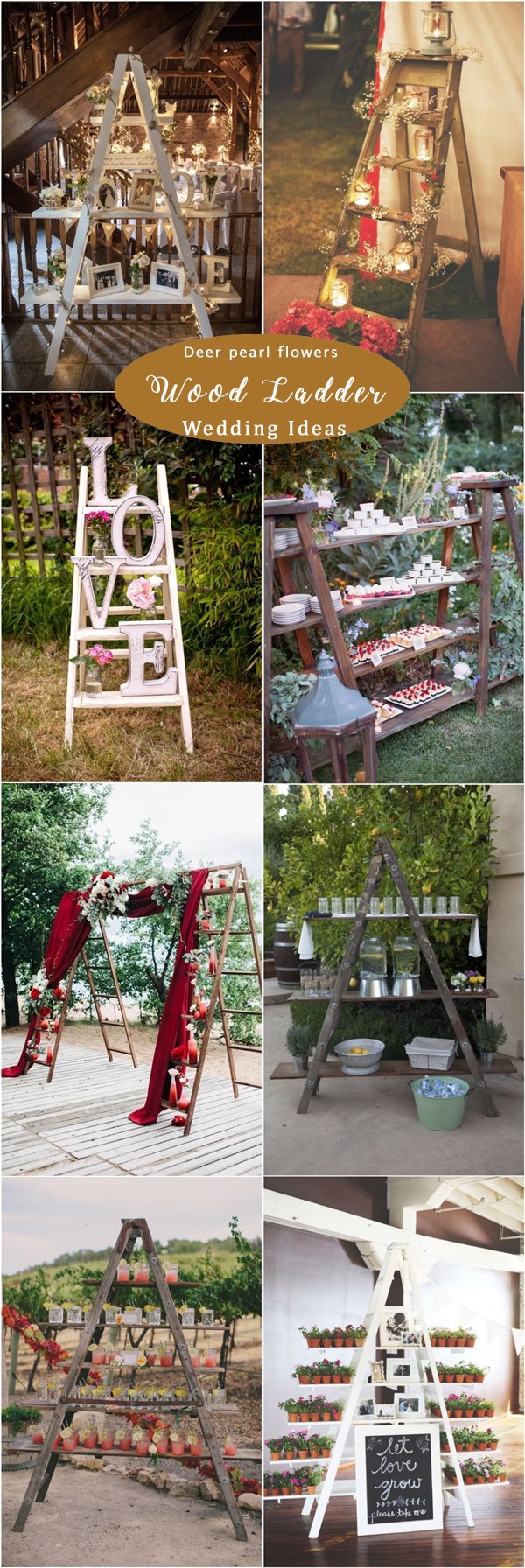 Rustic wooden ladder wedding decor ideas