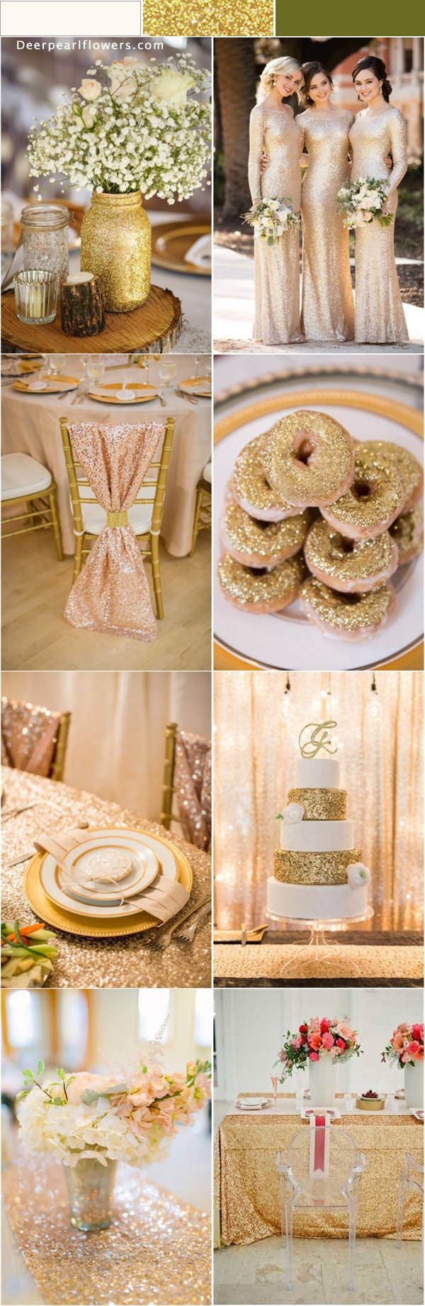 Vintage gold glitter wedding color ideas