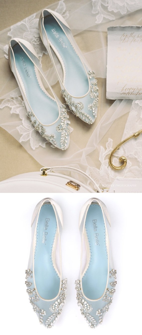 Wedding Flats with Opal and Crystal Beading Bridal Shoes