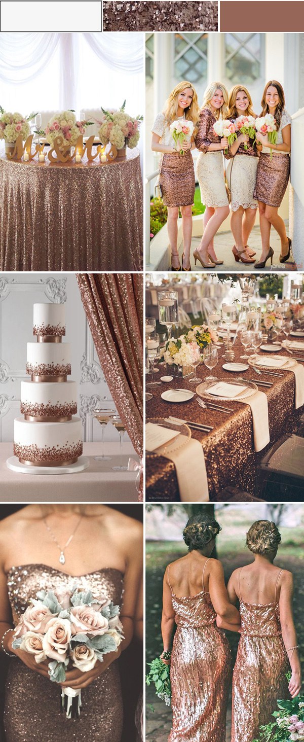 glittery wedding ideas with champagne sequines