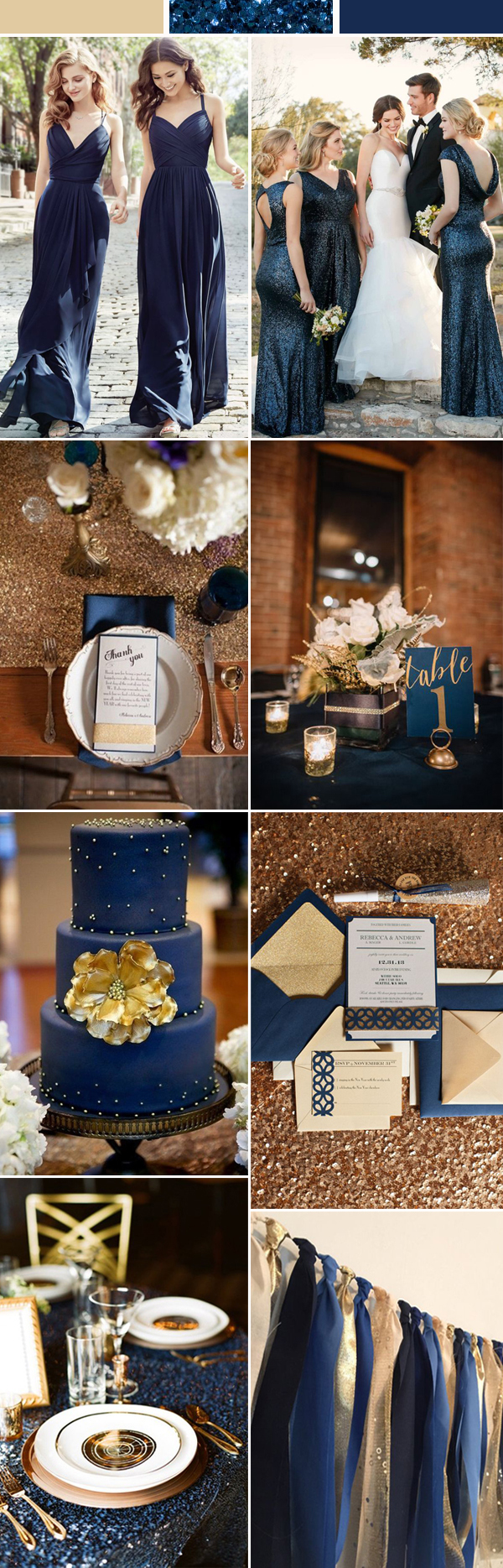 gold and navy blue wedding color ideas