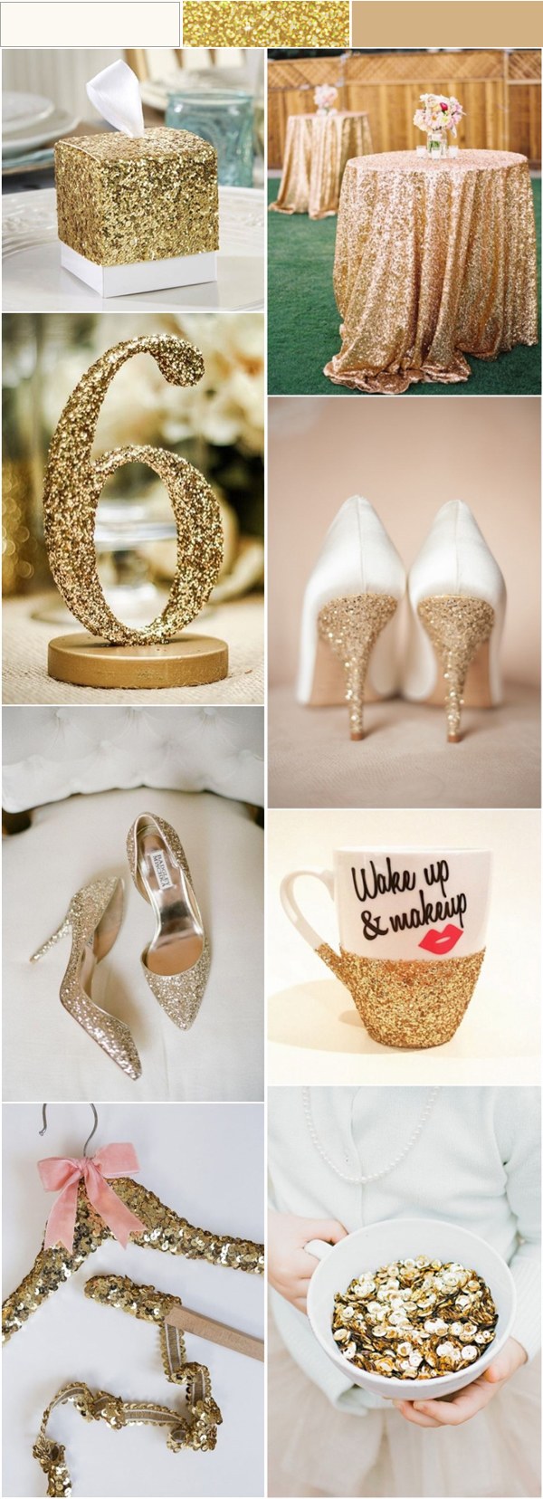 gold glitter wedding color ideas