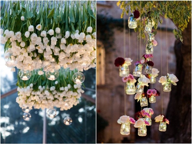 hanging flowers wedding decor idea