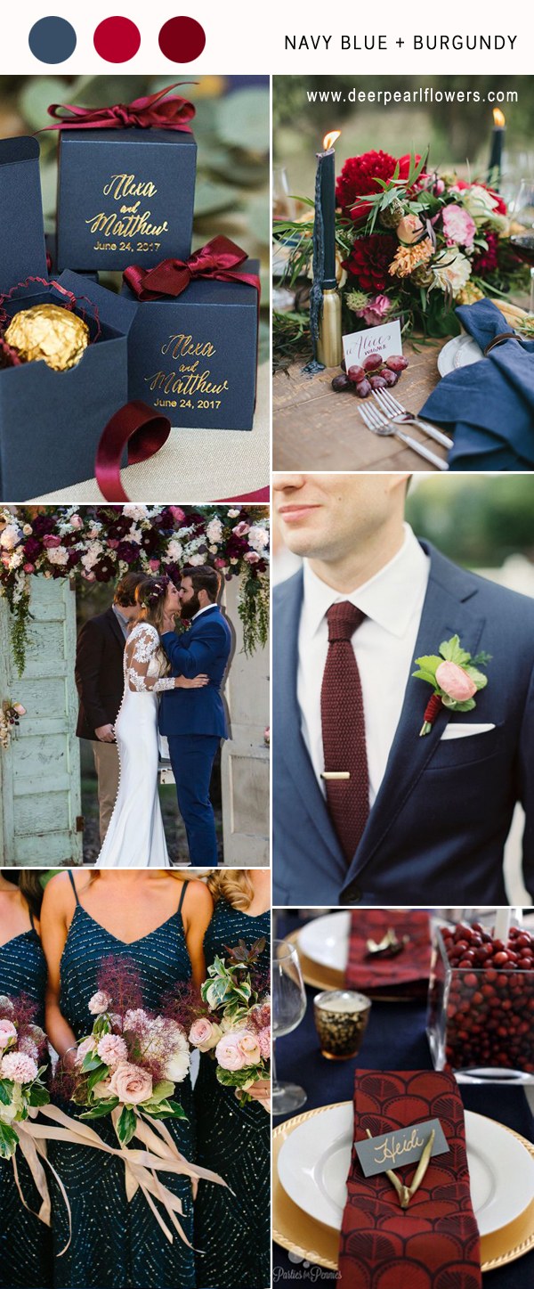 navy blue and burgundy wedding color ideas for 2018