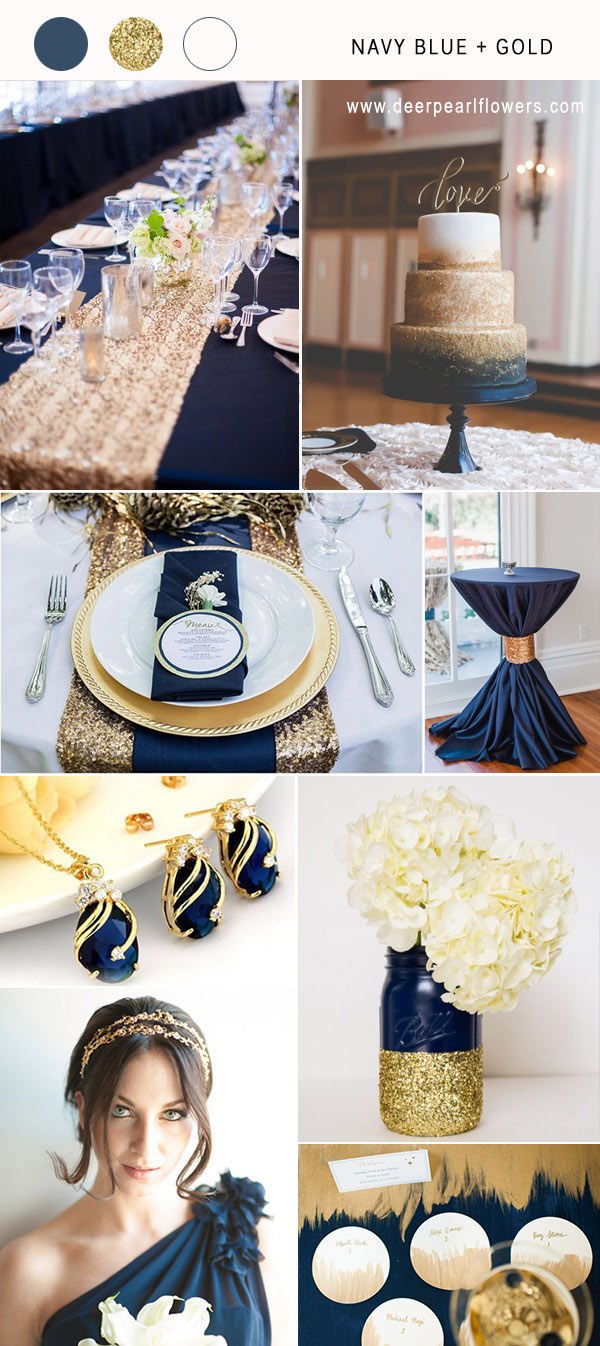 navy blue and gold wedding color combo ideas for 2018