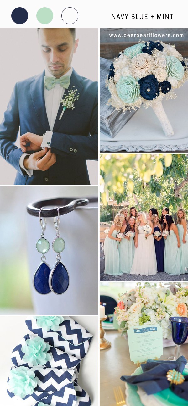 navy blue and mint wedding color combo ideas for 2018