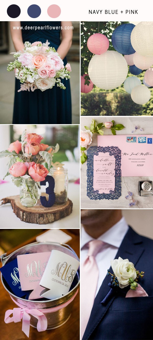 navy blue and pink wedding color combo ideas for 2018