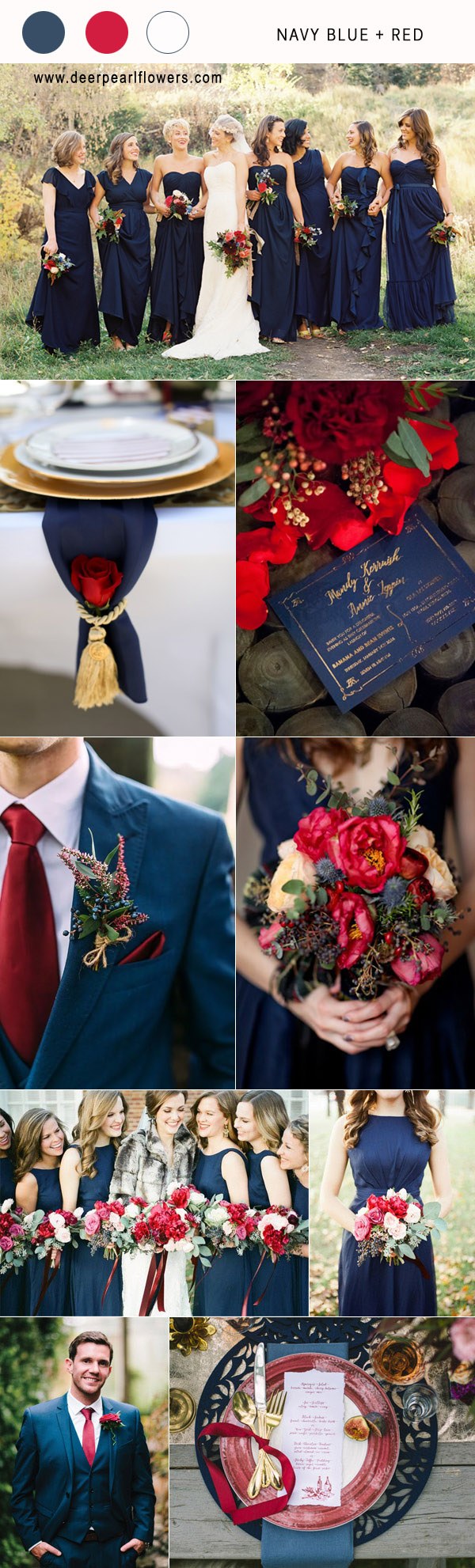 navy blue and red fall wedding color combo ideas for 2018