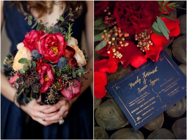 navy blue and red wedding color ideas
