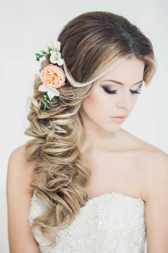 Art4studio side swept long wedding hairstyles