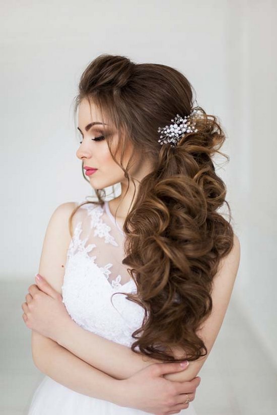 Art4studio side swept long wedding hairstyles