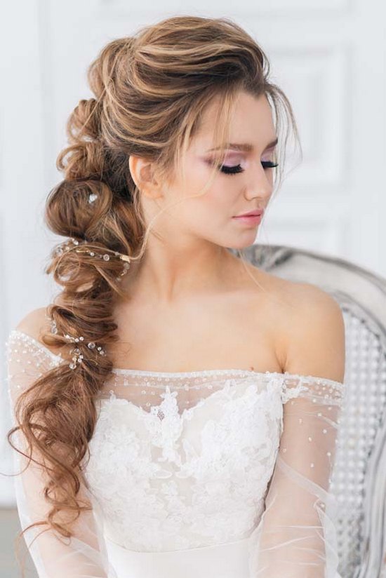 Art4studio side swept long wedding hairstyles