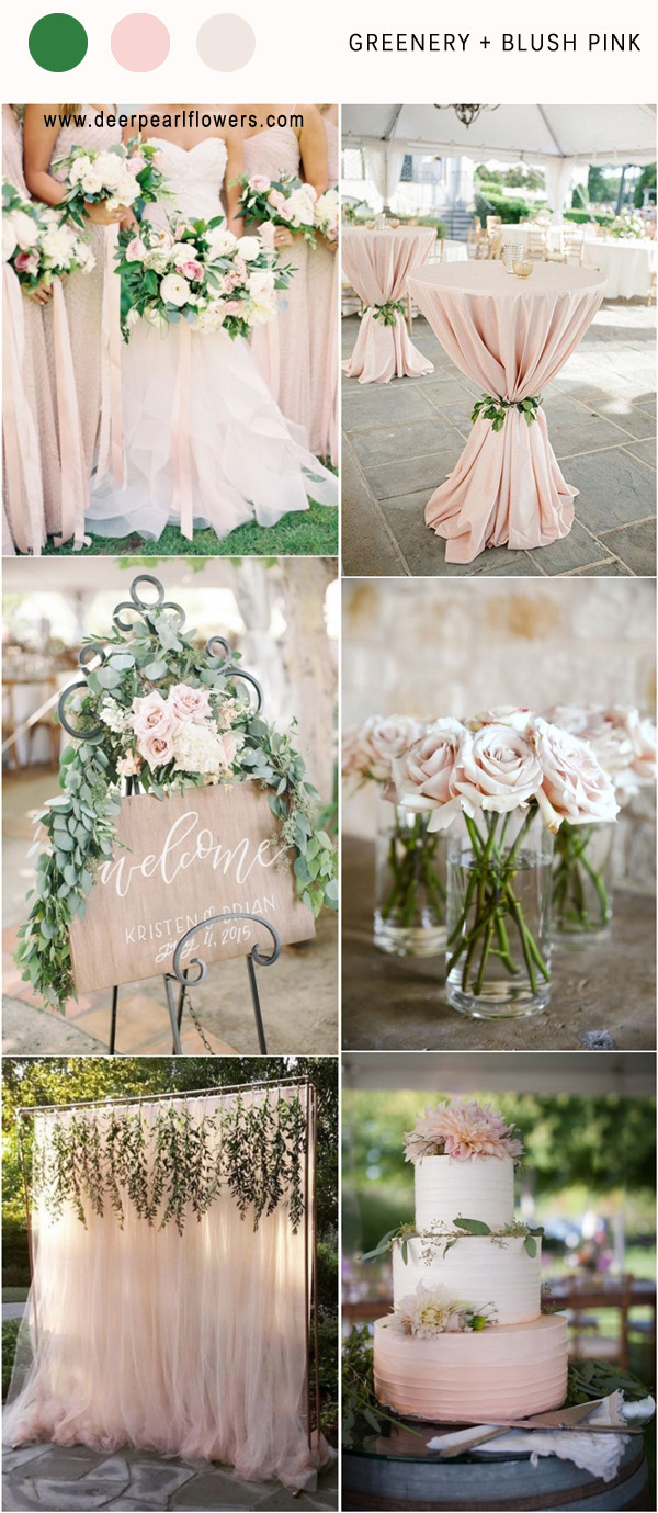 Blush pink and greenery wedding color ideas